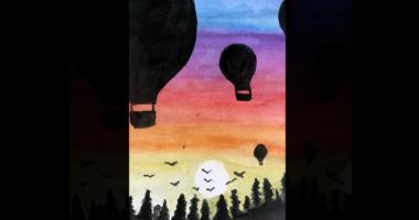 45 Minute Hot Air Ballon Scenery Painting by LEARN Anytime Anywhere