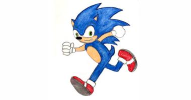 Blue Sonic Character Drawing